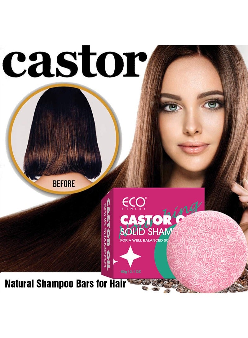 ECO finest Castor Oil Solid Shampoo，Promotes Hair Growth And Scalp Health, Pure Plant-Based Hair Cleanser, Contains Pure Castor Oil, No Sulfates, Moisturizing And Nourishing, Suitable For All Hair Types（60g） - Image 3