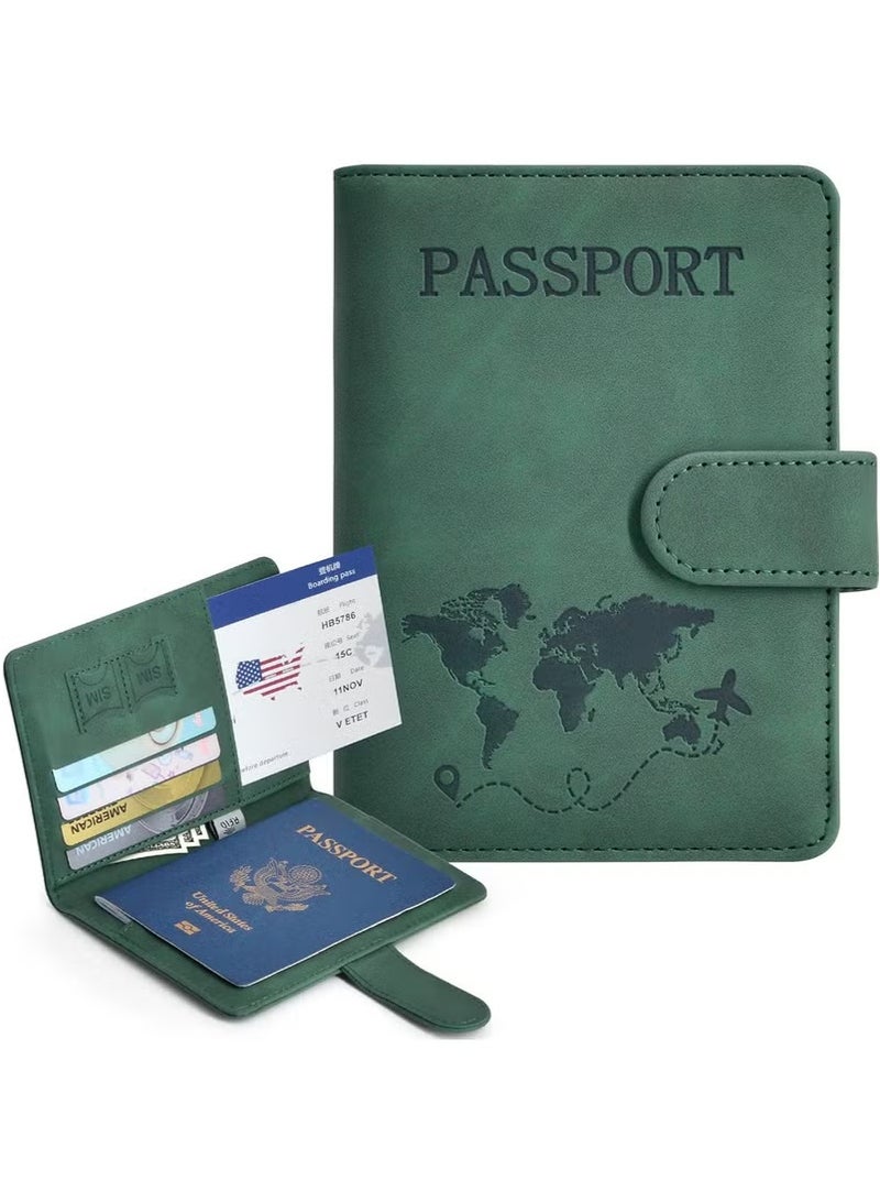 Passport Holder for Travel Essentials, Passport Wallet Cover Case for Travel Must Haves Accessories,Passport Book Holders for Women and Men Green  - Image 2