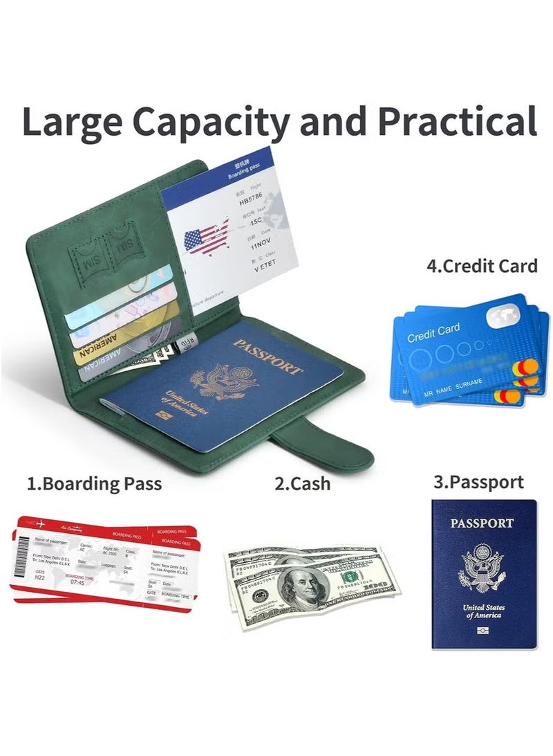 Passport Holder for Travel Essentials, Passport Wallet Cover Case for Travel Must Haves Accessories,Passport Book Holders for Women and Men Green  - Image 3