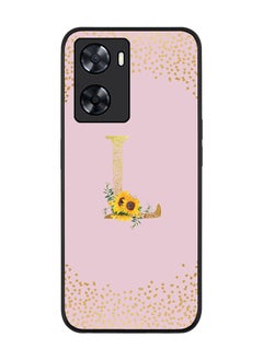 Stylizedd Rugged Black edge case for Oppo A57 4G/Oppo A77 4G/Oppo A77s Slim fit Soft Case Anti Drop TPU Gel Thin Cover - Custom Monogram Initial Letter Floral Pattern - L (Pink )  - Image 1
