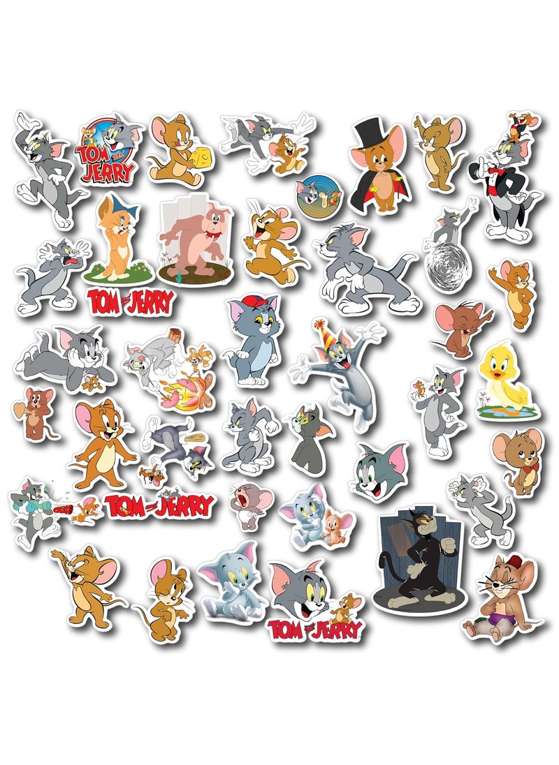 D2c D2C Tom Jerry Cartoon Stickers Pack of 39 Glitter Finish Stickers for Laptop Journal Diary Guitar Mobile Scrapbook Waterproof  - Image 1