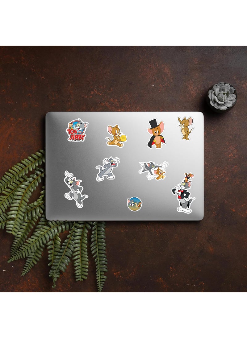 D2c D2C Tom Jerry Cartoon Stickers Pack of 39 Glitter Finish Stickers for Laptop Journal Diary Guitar Mobile Scrapbook Waterproof  - Image 2