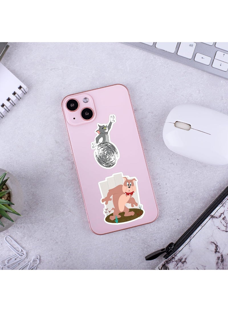 D2c D2C Tom Jerry Cartoon Stickers Pack of 39 Glitter Finish Stickers for Laptop Journal Diary Guitar Mobile Scrapbook Waterproof  - Image 3