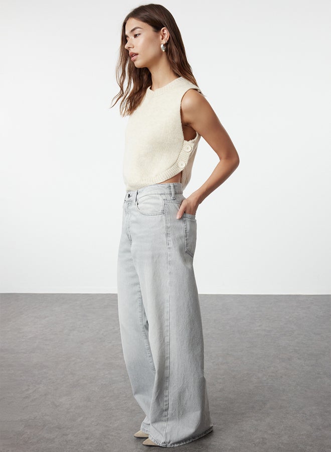 trendyol Stone Buttoned Knitwear Sweater TWOAW25SV00013 - Image 2