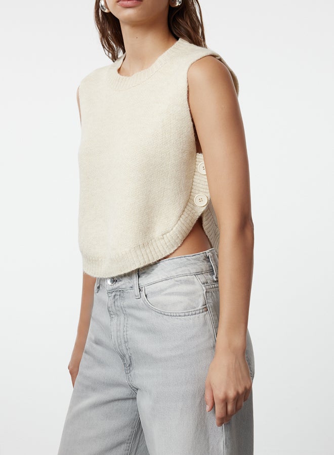 trendyol Stone Buttoned Knitwear Sweater TWOAW25SV00013 - Image 3