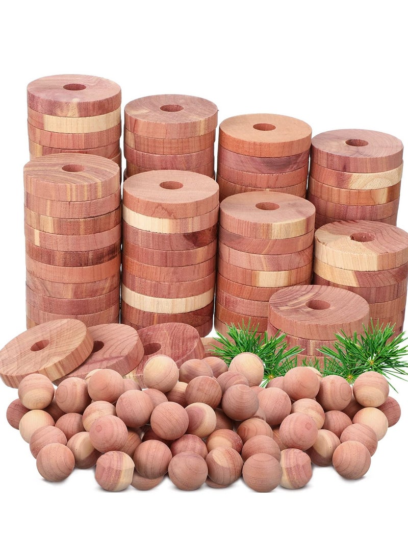 50 Pcs Cedar Blocks for Clothes Storage Including 25 Balls & 25 Rings Wood Closet Freshener Aromatic Deodorizer Shoe Bags Drawer Protection  - Image 1