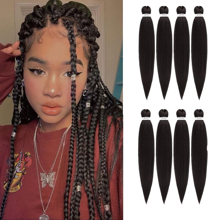 Difunee Pre-stretched Braiding Hair - 16 Inch 8 Packs Dark Brown Short Braiding Hair For Twist or Box Braids, Yaki Texture Hot Water Setting Synthetic Braiding Hair Extensions (16 Inch, #2-8P) - Image 1