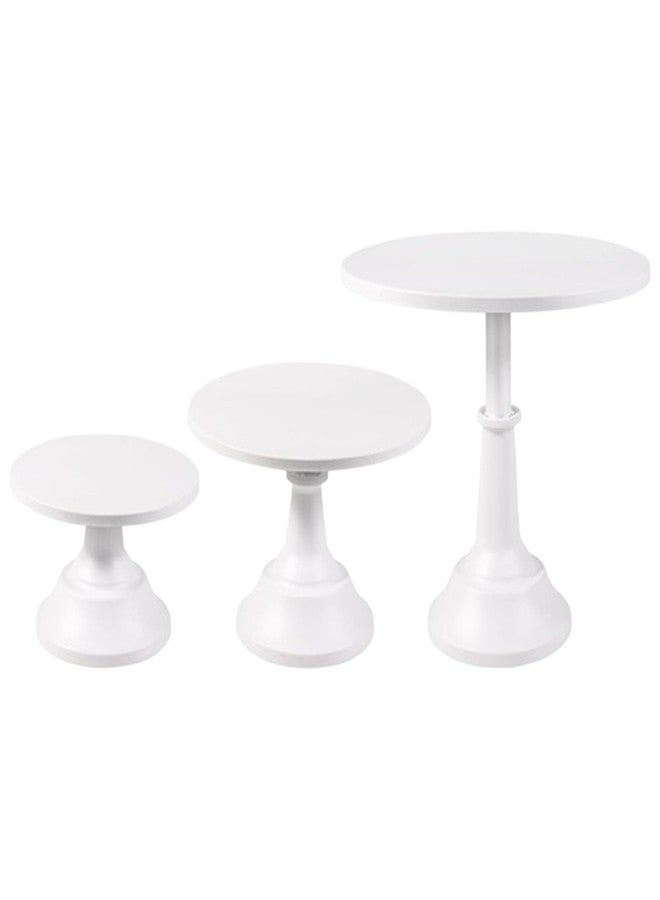 Odowalker 3 Pcs White Cake Stand, Dessert Display Table with Base 8" 10" 12" Metal Dessert Stand, Cupcake Display Plate for Birthday, Wedding, Party Decorations - Image 1