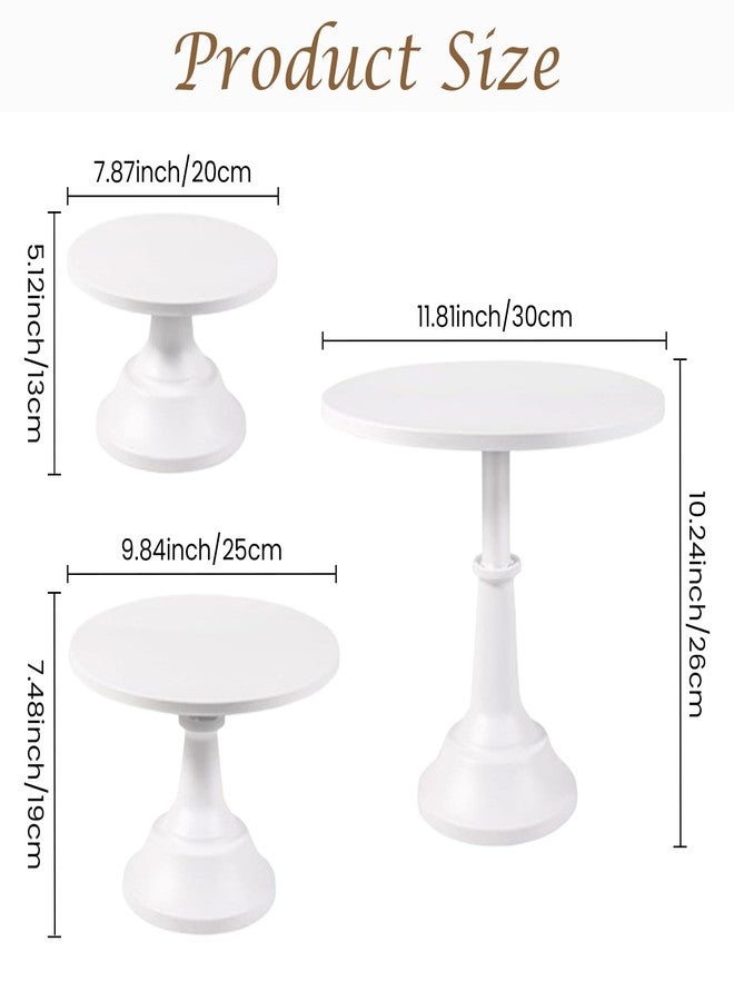 Odowalker 3 Pcs White Cake Stand, Dessert Display Table with Base 8" 10" 12" Metal Dessert Stand, Cupcake Display Plate for Birthday, Wedding, Party Decorations - Image 3