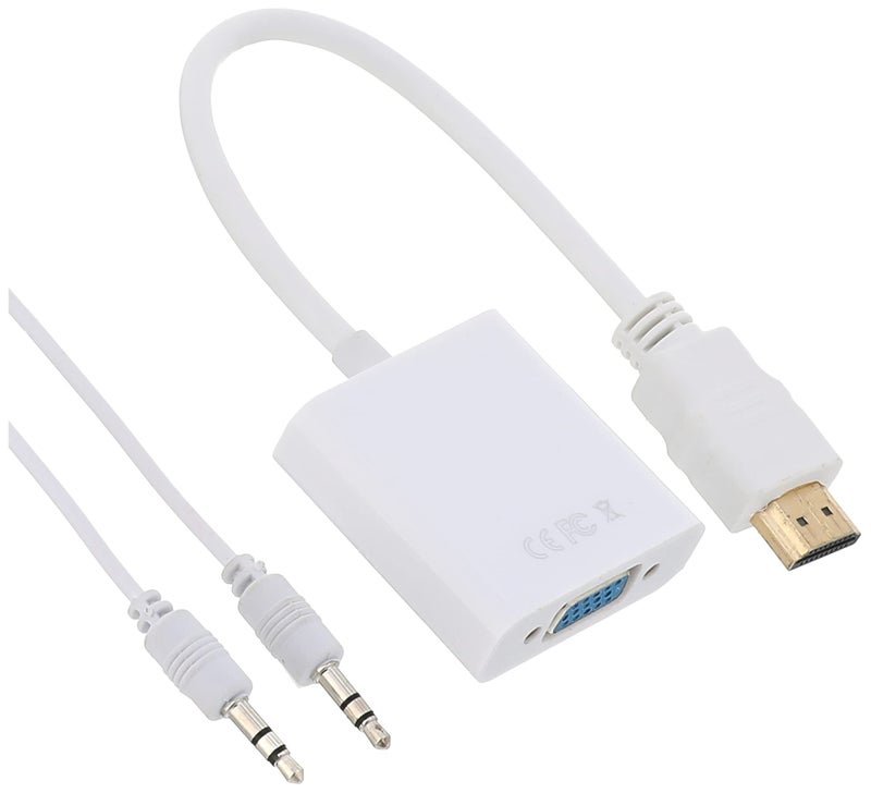 Tp-tech hdmi to vga adapter male to female 1080p with audio for computer, (white) - Image 1