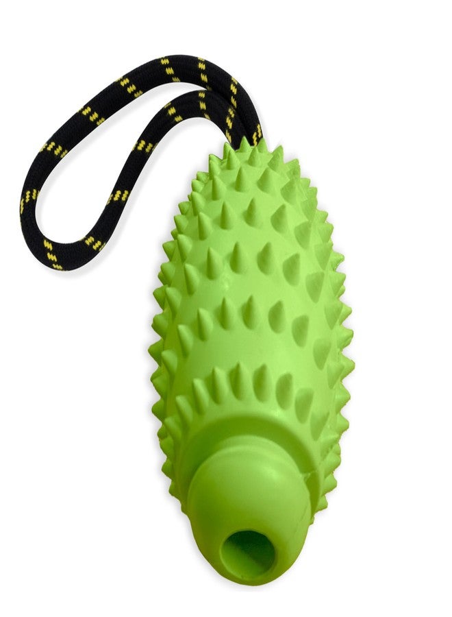 OllyDog لعبة OllyDog Spikey Rugby، لعبة مضغ تفاعلية للكلاب مصنوعة من المطاط الطبيعي، متعددة الوظائف لتنظيف الأسنان وتدليك اللثة، للكلاب التي يقل وزنها عن 50 رطلاً (ليموني) - Image 4