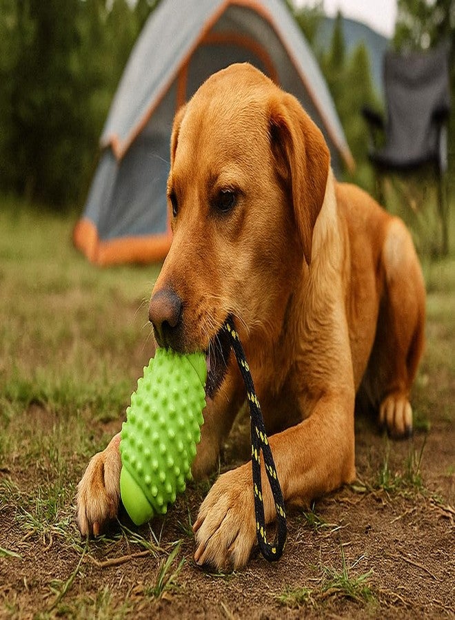OllyDog لعبة OllyDog Spikey Rugby، لعبة مضغ تفاعلية للكلاب مصنوعة من المطاط الطبيعي، متعددة الوظائف لتنظيف الأسنان وتدليك اللثة، للكلاب التي يقل وزنها عن 50 رطلاً (ليموني) - Image 2