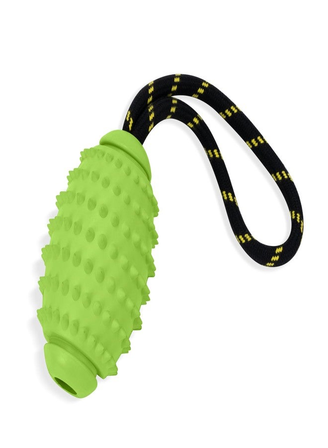 OllyDog لعبة OllyDog Spikey Rugby، لعبة مضغ تفاعلية للكلاب مصنوعة من المطاط الطبيعي، متعددة الوظائف لتنظيف الأسنان وتدليك اللثة، للكلاب التي يقل وزنها عن 50 رطلاً (ليموني) - Image 1