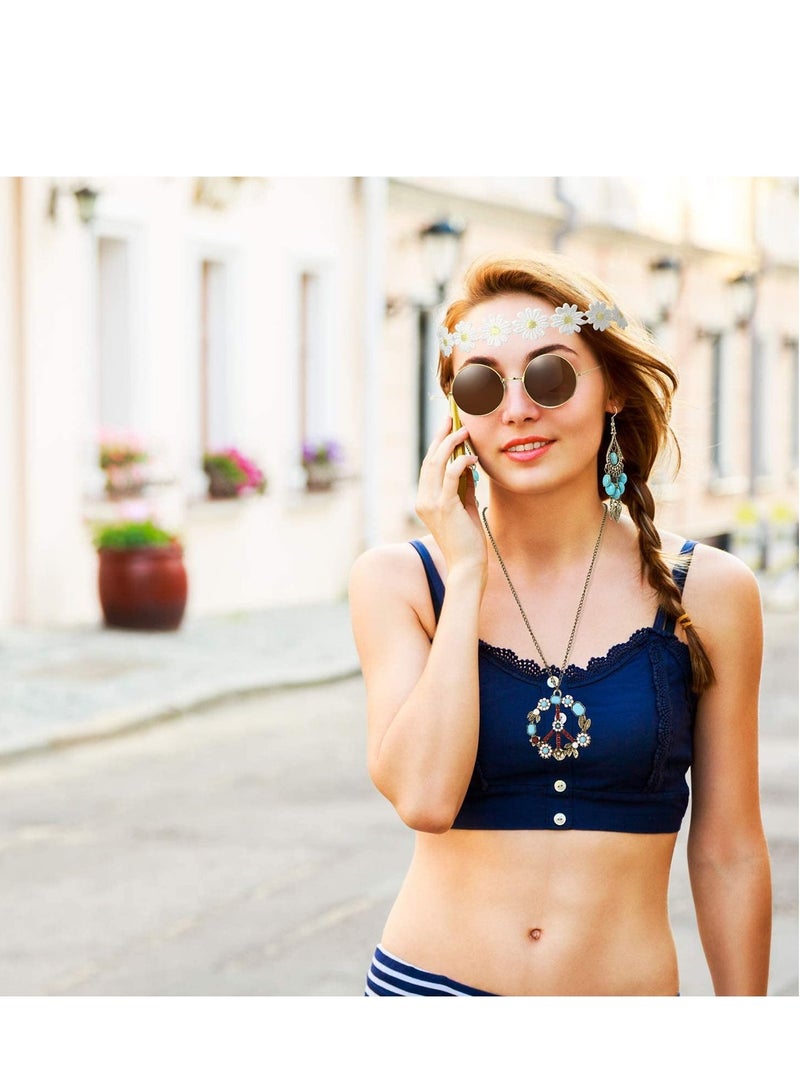 SYOSI Hippie Costume Set 4 Pieces Hippie Costume Set Include Sunglasses Headband, Necklace and Earring Hippie Accessories for Women 60s 70s Party  - Image 3