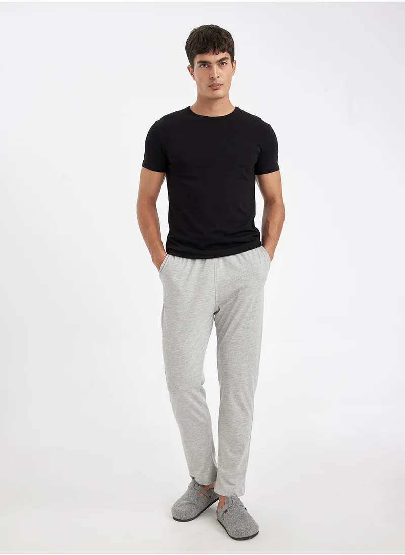ديفاكتو Regular Fit Drawstring Straight Leg Pajama Bottoms With Pockets