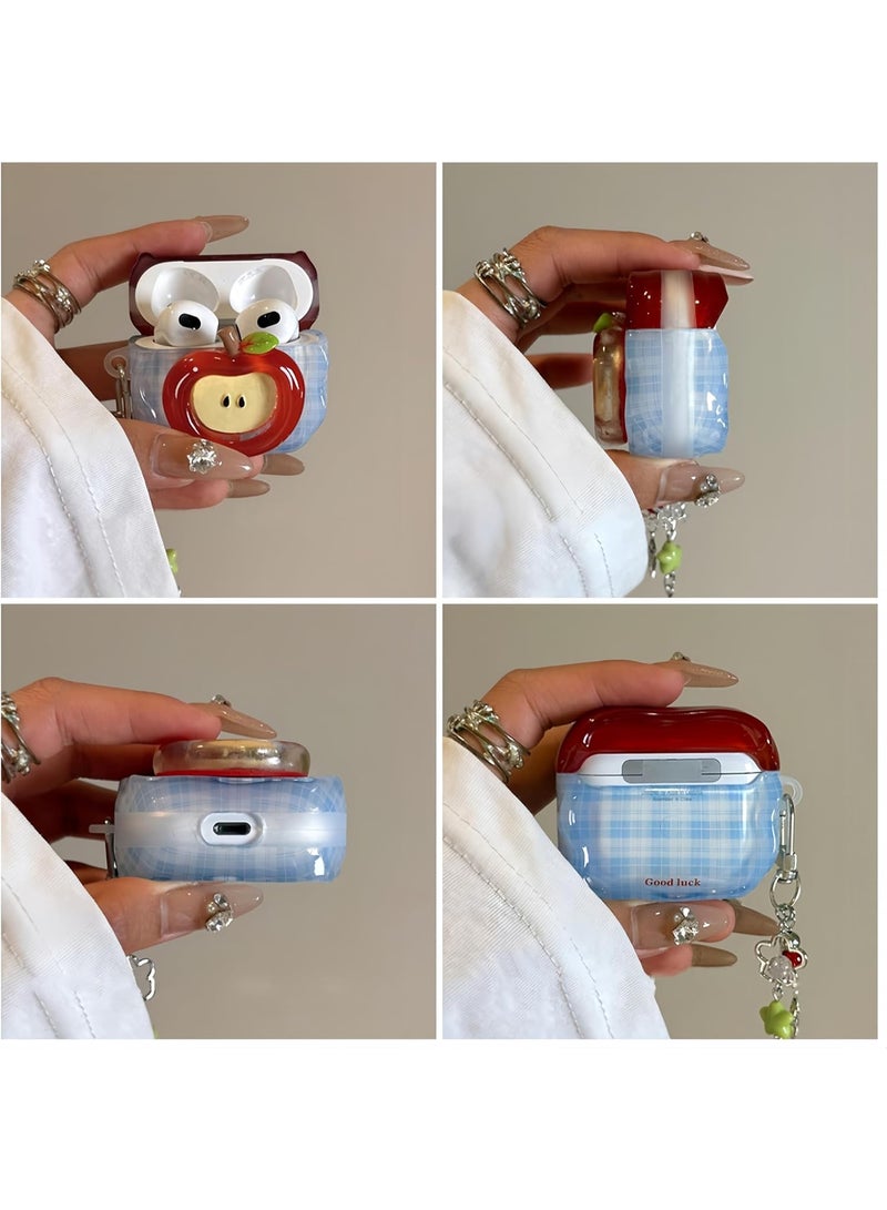 For AirPods Pro 3 Case with Keychain Cute 3D Red Apple Pattern Design Soft Silicone Cover for Women Girls Anti-Fall Shockproof Protective Case for AirPods Pro 3rd Generation  with Keychain and Cleaner Kit - Image 5