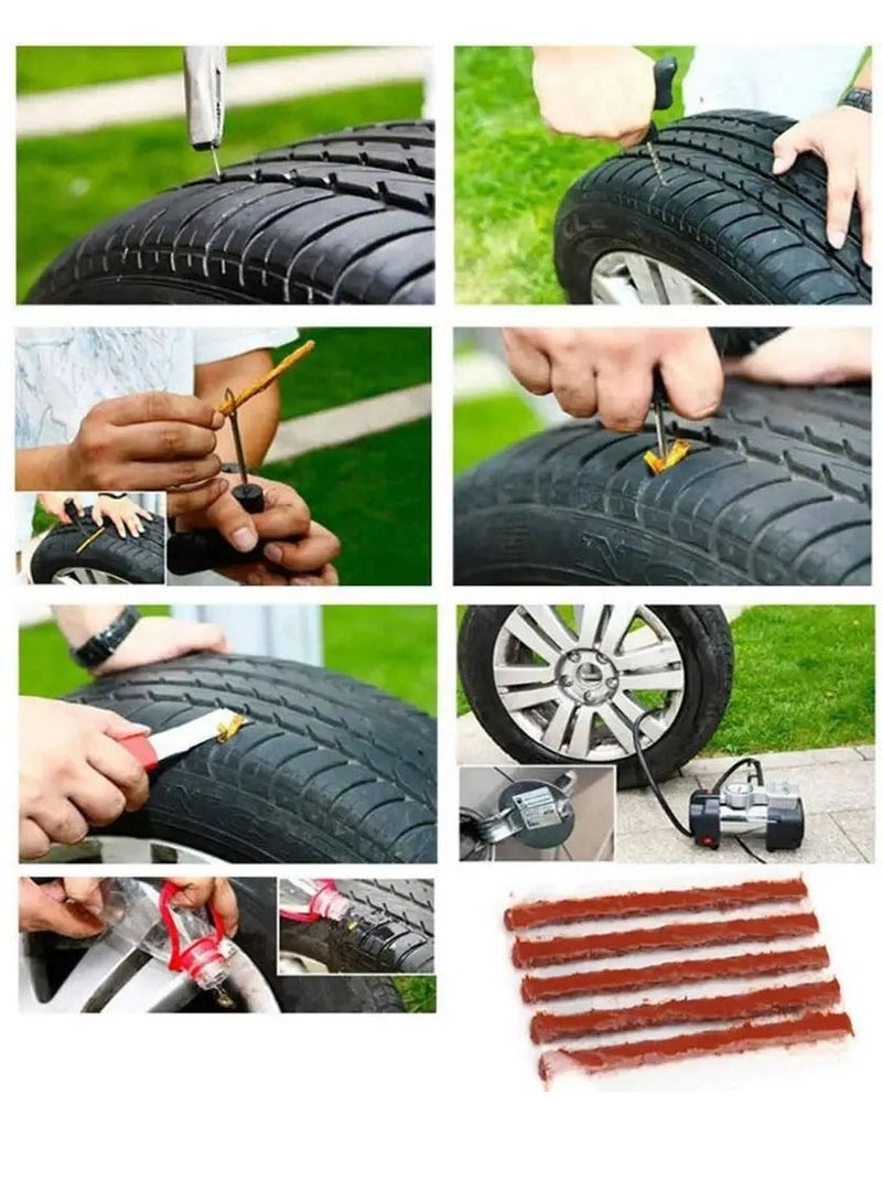 KASTWAVE 250 Pcs Brown Tire Repair Strings,Emergency Tubeless Tire Puncture Repair Strip Strings Kit, 100mm x 6 mm Automotive Tool Tire Repair Rubber Plugs for Tires Car, Bike, Wheelbarrow, Mower - Image 3