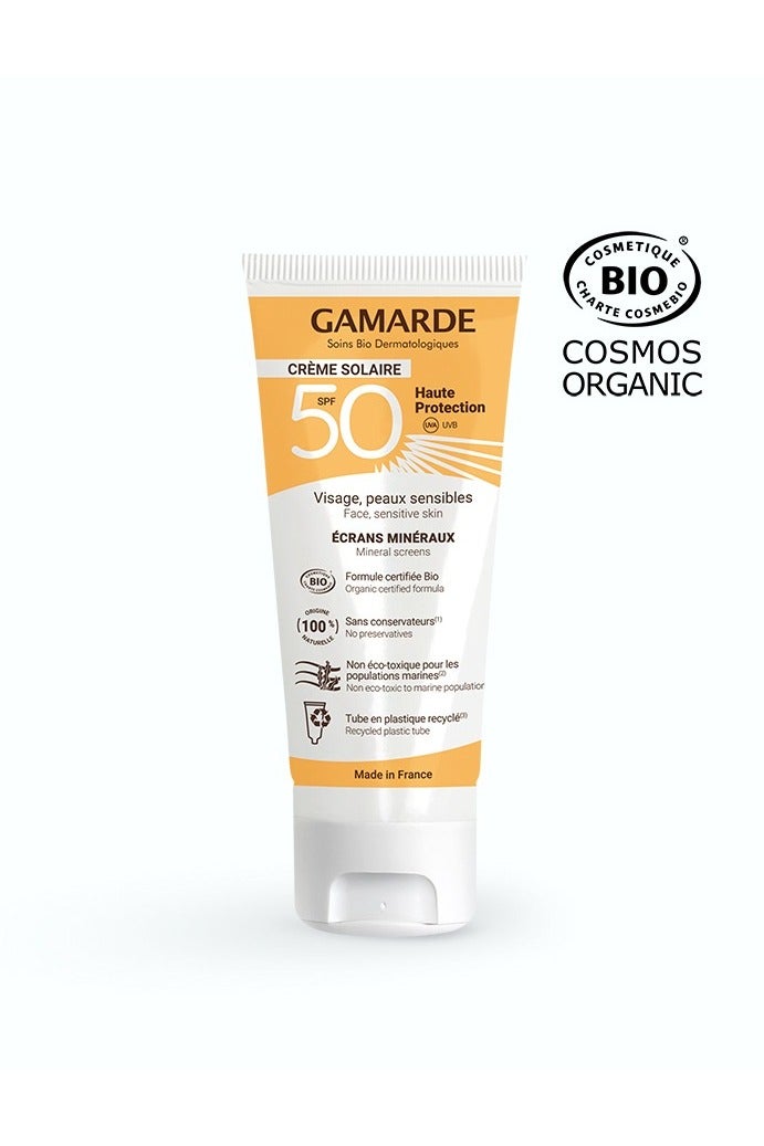 Facial Sun Cream SPF50 40ml – Certified Organic High Protection Mineral Sunscreen for Sensitive Skin – 100% Natural, UVA & UVB Protection with Pongamia Extract, Non-Greasy, No White Marks, Marine-Safe – Vegan