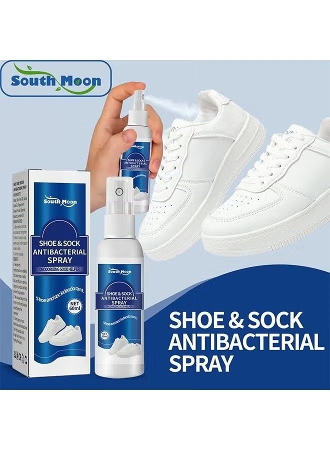 SOUTH MOON 60ml Shoe and Sock Antibacterial Spray Shoe Odor Eliminator Deodorizer Spray and Removes Bad Smells of Boots Heels Tennis Shoe Cleats Sneakers Ballet Shoe Sports Shoes - Image 1