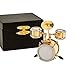 Dselvgvu Miniature Drum with Case Gold Mini Percussion Musical Instrument Mini Drum Miniature Dollhouse Model Christmas Ornament and Gift - Image 3