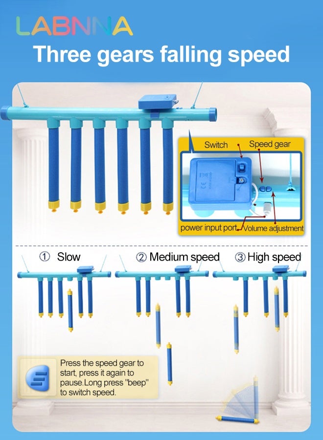 LABNNA لعبة اصطياد العصي المتساقطة مع 3 أوضاع للسرعة والموسيقى، مجموعة ألعاب عصي الإمساك بالعصي، آلة التقاط العصي، لعبة تدريب الأطفال على رد الفعل، ألعاب تفاعلية وألعاب، جهاز تدريب الأطفال على التكامل الحسي، لعبة تفاعلية بين الوالدين والطفل، 3 AA مطلوبة (غير متضمنة) - Image 4