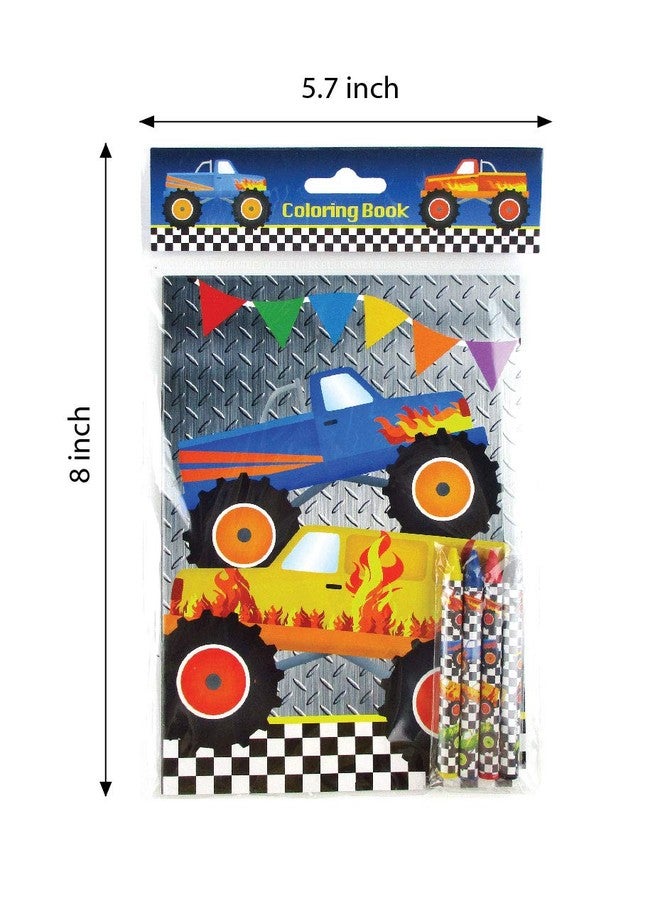 TINYMILLS Monster Truck Coloring Book Set with 12 Coloring Books and 48 Crayons Monster Truck Birthday Party Supplies Favor Bag Filler Carnival Prizes Rewards Classroom Party - Image 4