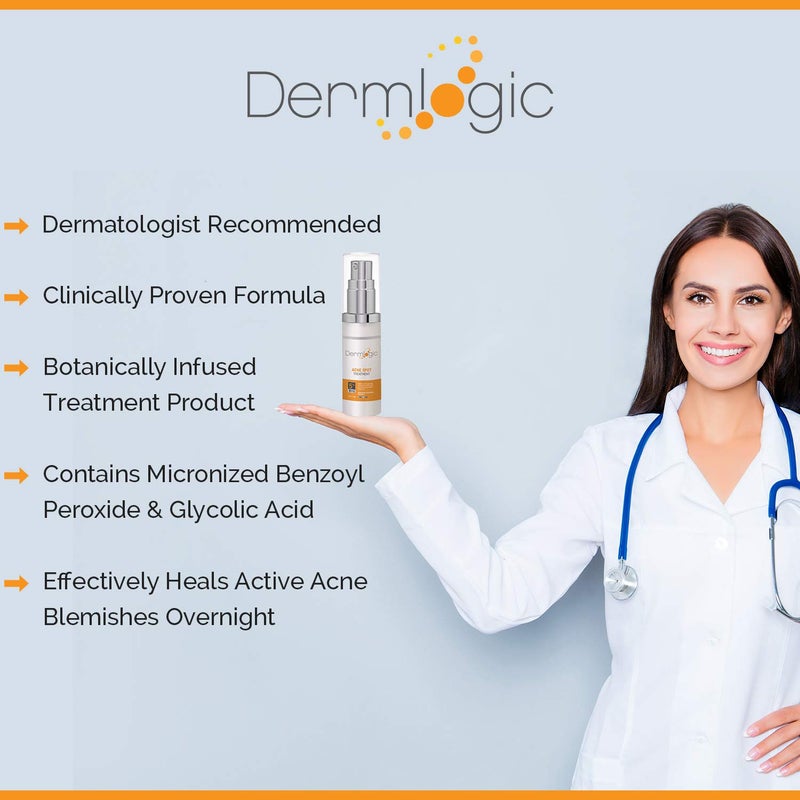 Dermlogic Acne Spot Treatment- Overnight Treatment for Whitehead & Blackhead Pimples. Eliminate Cystic Breakouts & Clogged Pores. Clears Away Severe, Mild, Moderate Blemishes for Teens & Adults. Alcohol-Free. - Image 1