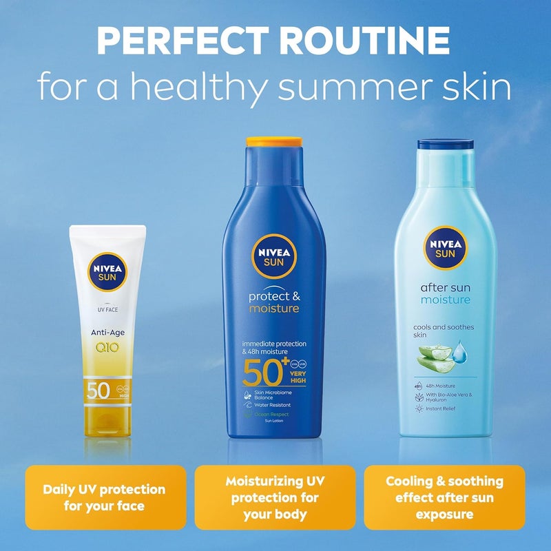 نيفيا لوشن نيفيا للحماية من الشمس، مرطب وواقي، عامل حماية من الشمس 50+، حماية فائقة وفورية من الأشعة فوق البنفسجية بنوعيها UVA وUVB، ترطيب يدوم 48 ساعة، مقاوم للماء، يحافظ على توازن ميكروبيوم البشرة، 200 مل - Image 3