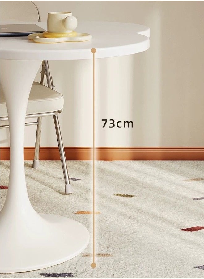fashionhome - Multipurpose Use Small Tulip Dining Table Metal Base Coffee Table Center Table Wood Tabletop Workstation Computer Table for Living Room Bedroom 80x73 cm - Image 1