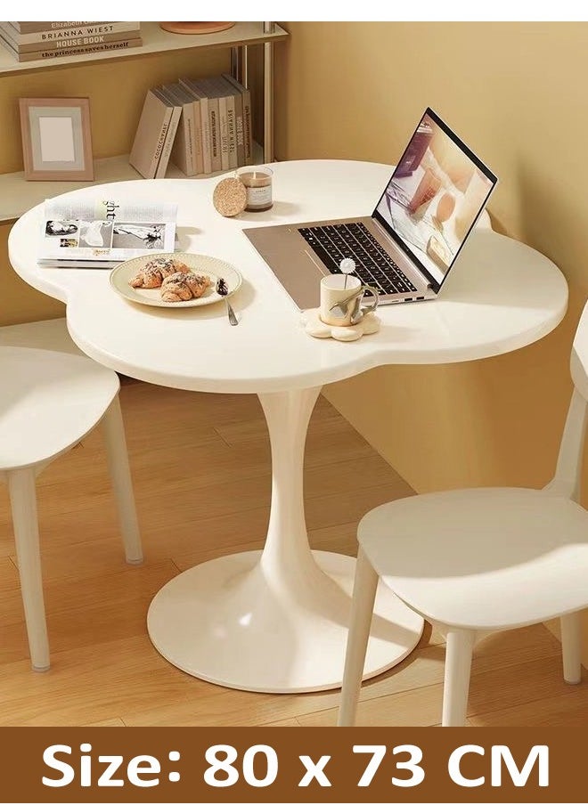 fashionhome - Multipurpose Use Small Tulip Dining Table Metal Base Coffee Table Center Table Wood Tabletop Workstation Computer Table for Living Room Bedroom 80x73 cm - Image 1