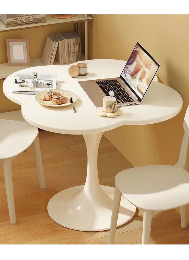 fashionhome - Multipurpose Use Small Tulip Dining Table Metal Base Coffee Table Center Table Wood Tabletop Workstation Computer Table for Living Room Bedroom 80x73 cm - Image 1