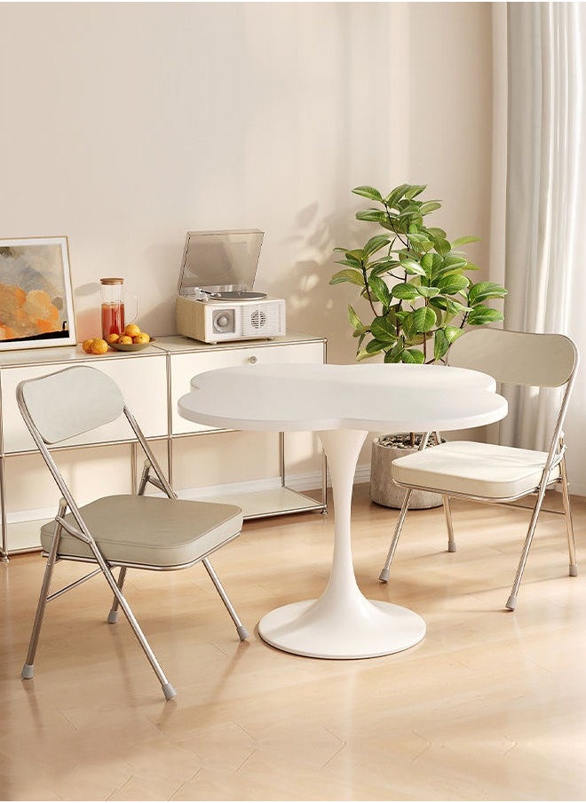 fashionhome - Multipurpose Use Small Tulip Dining Table Metal Base Coffee Table Center Table Wood Tabletop Workstation Computer Table for Living Room Bedroom 80x73 cm - Image 1