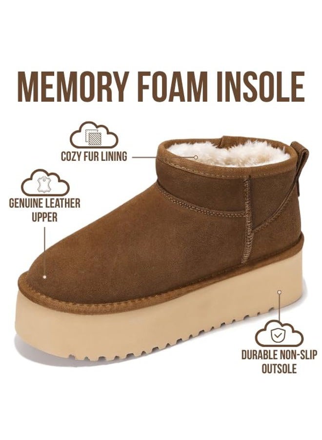 Project Cloud 100% Genuine Leather Ankle Boots for Women - Anti-Slip Memory Foam Insole Womens Boots - Lightweight Winter Womens Shoes, Ankle Booties for Women (Huggy), Mocha Suede, 7.5 - Image 3