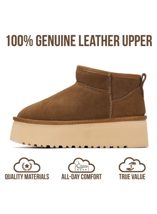 Project Cloud 100% Genuine Leather Ankle Boots for Women - Anti-Slip Memory Foam Insole Womens Boots - Lightweight Winter Womens Shoes, Ankle Booties for Women (Huggy), Mocha Suede, 7.5 - Image 4