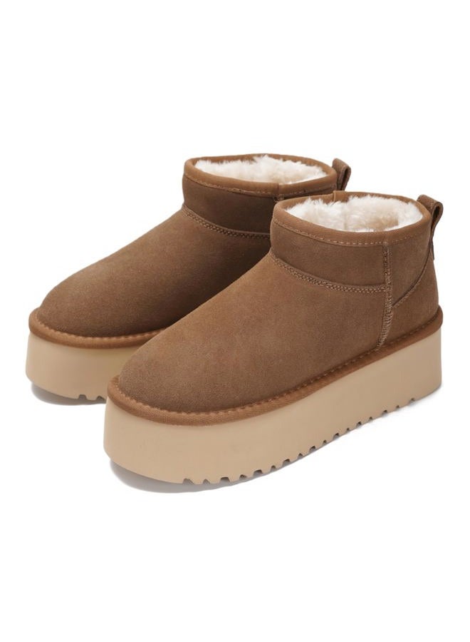 Project Cloud 100% Genuine Leather Ankle Boots for Women - Anti-Slip Memory Foam Insole Womens Boots - Lightweight Winter Womens Shoes, Ankle Booties for Women (Huggy), Mocha Suede, 7.5 - Image 1