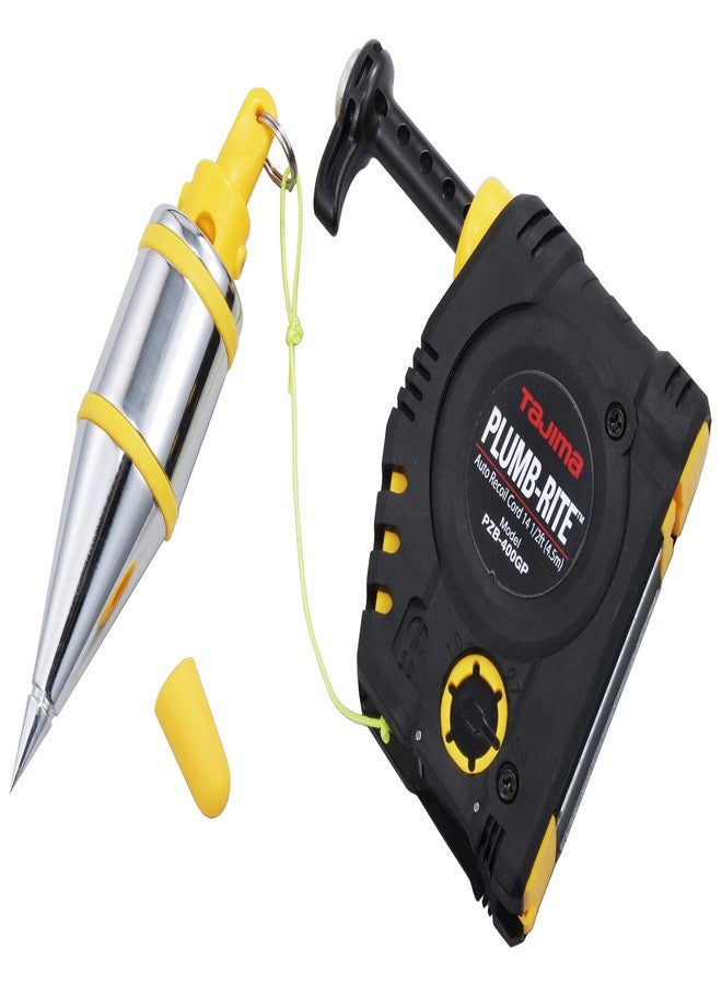 TAJIMA Plumb Bob Setter - 14 oz (400g) Magnetic Plumb-Rite with 14.5 ft Auto Recoil Cord & Quick-Stabilizing Bob - PZB-400GP - Image 1