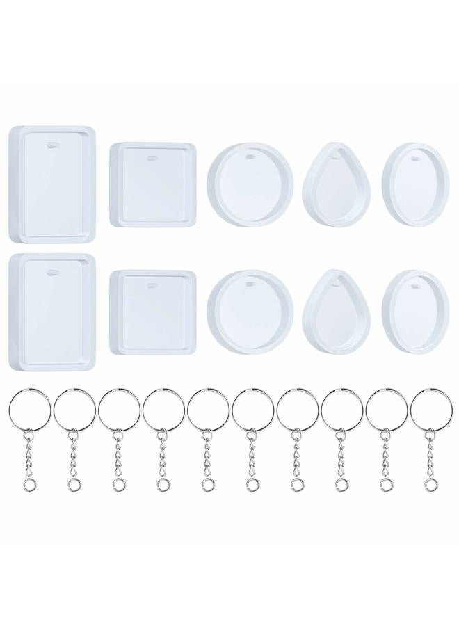 QUEENTI Silicone Resin Molds, 20 Pcs Silicone Molds for Resin Jewelry Casting Molds with Keychain Rings for DIY Craft Jewelry Making - Image 1