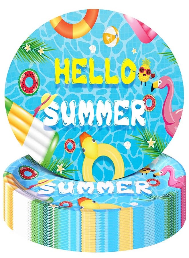 KEPATO 25 Pack Summer Paper Plates,12 Inch Large Disposable Paper Plates, Heavy Duty Oval Pool Party, Beach, Luau Tableware Summer Party Decorations - Image 1