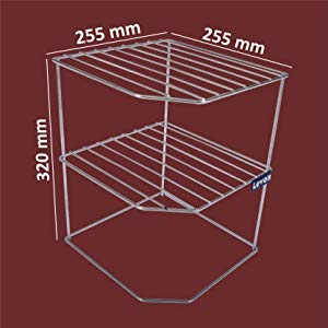 LEVON Sturdy Stainless Steel Corner Shelf Rack For Plates, Bowls & Cups In Kitchen - Size (255 x 255 x 320 mm) - Image 3