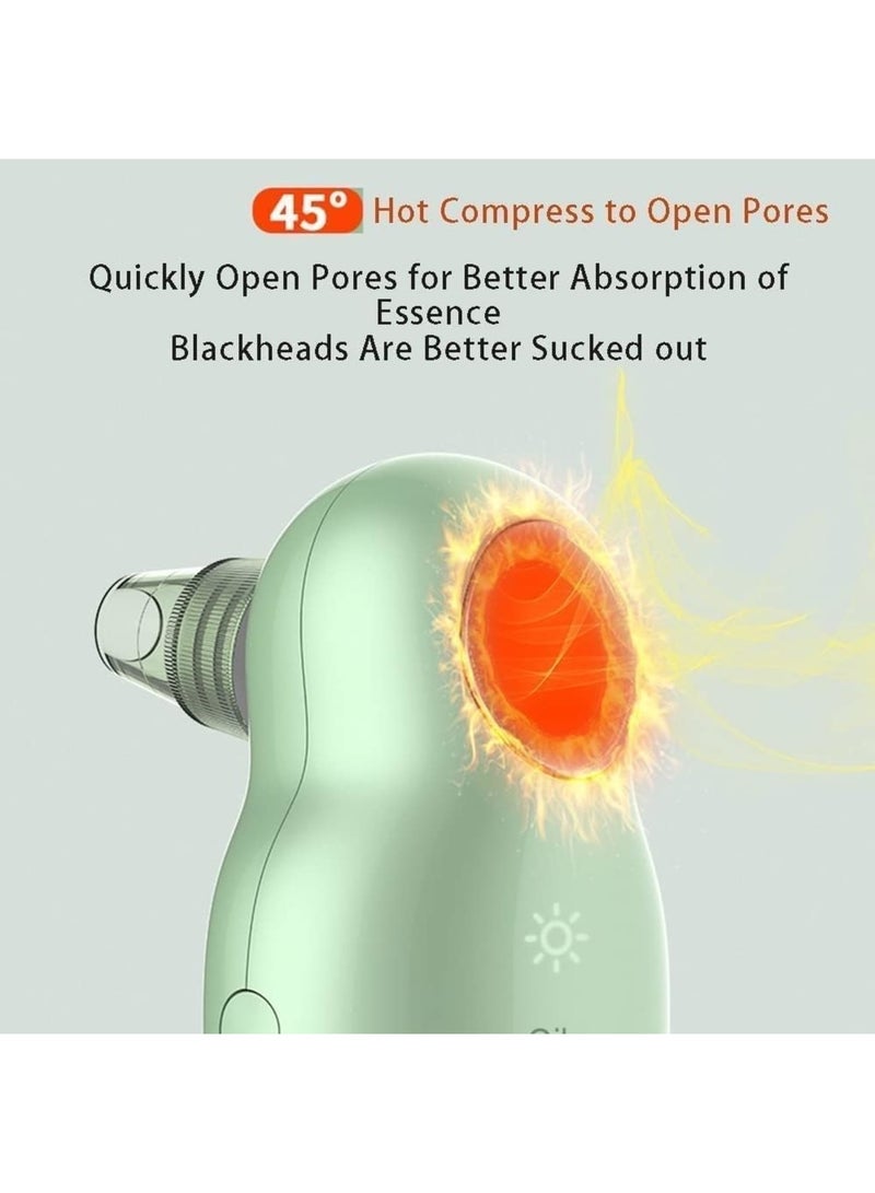 SOLARAE Blemish & Blackhead Removal Tools, Black Head Remover for Face, Portable Pore Cleaner, Blackhead Remover, Blackhead Extractor, Hot Compress USB Charging, Acne Remover Cleaner, Green - Image 4