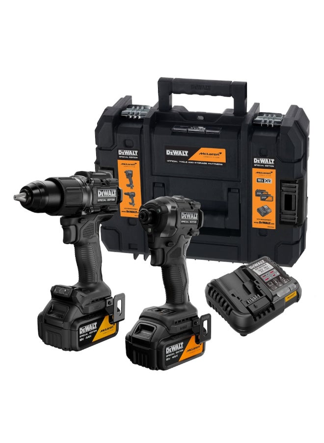 DEWALT 2-Piece 18V McLaren F1 Team Special Edition Hammer Drill and Impact Driver Twin Kit Black 16.4 x 33.5 x 44 cm DCK2222MM2T-GB - Image 1