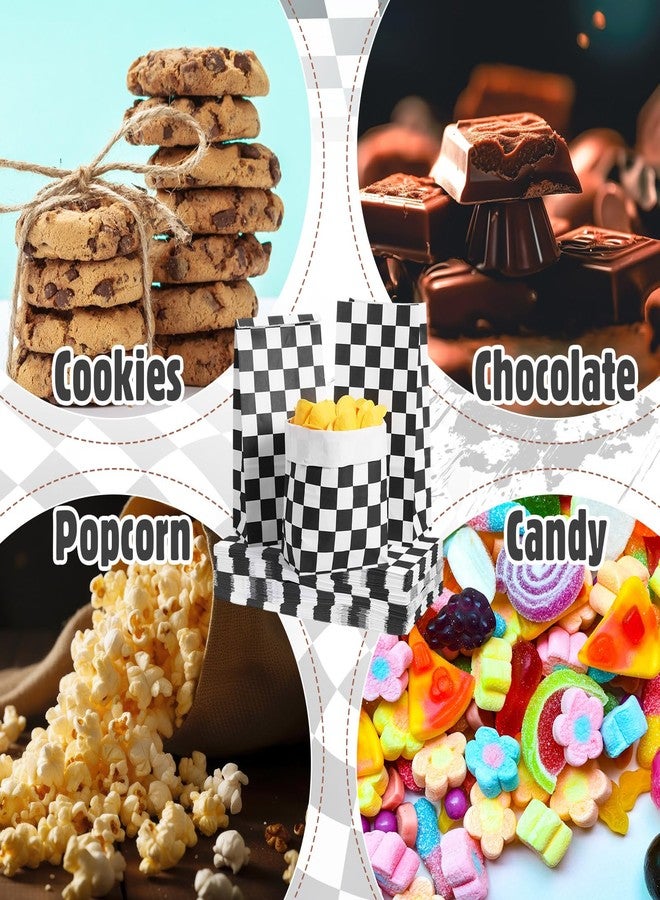 Watersay 50 Pack Checkered Racing Paper Bags 8lb Black and White Race Car Kraft Paper Treat Goodie Candy Bags for Birthday Party Decorations Supplies - Image 5