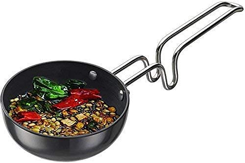 dhaval Tadka Pan Fry Pan thalipu karandi Deep kadai with Steel Handle Thickness Flat Bottom Induction Bowl Comfortable Fry Pan Spice Frying Pan Black Tadka Pan - Image 2