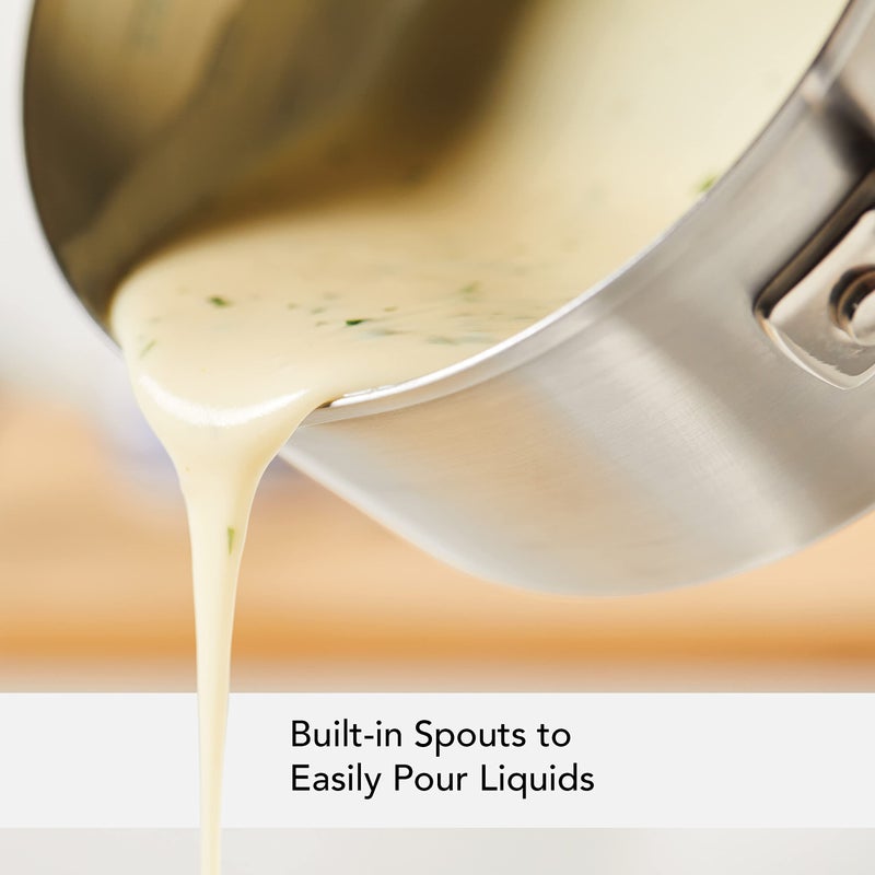 KitchenAid 71018 Stainless Steel Saucepan with Pour Spouts, 1 Quart - Brushed Stainless Steel - Image 4