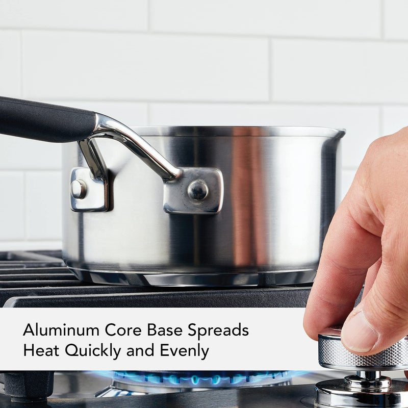 KitchenAid 71018 Stainless Steel Saucepan with Pour Spouts, 1 Quart - Brushed Stainless Steel - Image 3