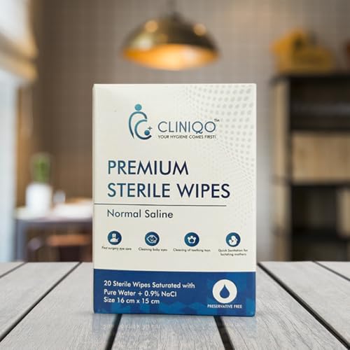 CLINIQO Wipes Normal saline 20 sterile Biodegradable Cleansing Wipes size 15 * 16 cm (Pack of 1) - Image 2