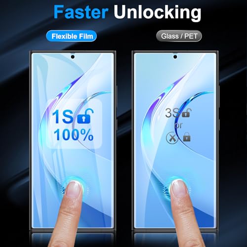 LYWHL 5 Pack for Samsung Galaxy S23 Ultra Screen Protector [Like Original Fingerprint Unlock], Real Invisible Self-Healing Protective Film [Not Glass], HD Clear, Case Friendly, Scratch-Resistant - Image 2