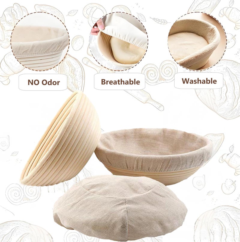 KOACKL Bread Proofing Basket Cloth Liners, 3 Pcs 10 inch Round Bread Proofing Cover, Reusable Sourdough Bread Baking Supplies-Proofing Linen Cloth for Fermented - Image 4