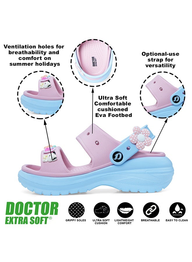 DOCTOR EXTRA SOFT صنادل للبنات | شباشب خفيفة الوزن ومريحة وسهلة الارتداء، مانعة للانزلاق، مزينة بتعليقات | ناعمة للغاية - Image 3