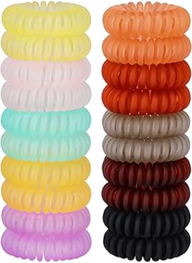 JessLab - JessLab Spiral Hair Ties, 20 Pcs Traceless Phone Cord Hair Ties No Crease Spiral Bracelet Plastic Coil Ponytail Holders No-Damage Headband Hair Accessory for Girls Women Ladies Gift, Transparent Matte - Image 1
